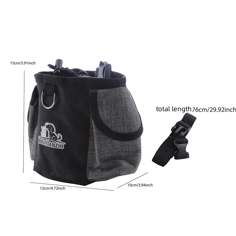 Bolsa portátil de premios para perros: bolsa de golosinas para exteriores con clip y cordón.