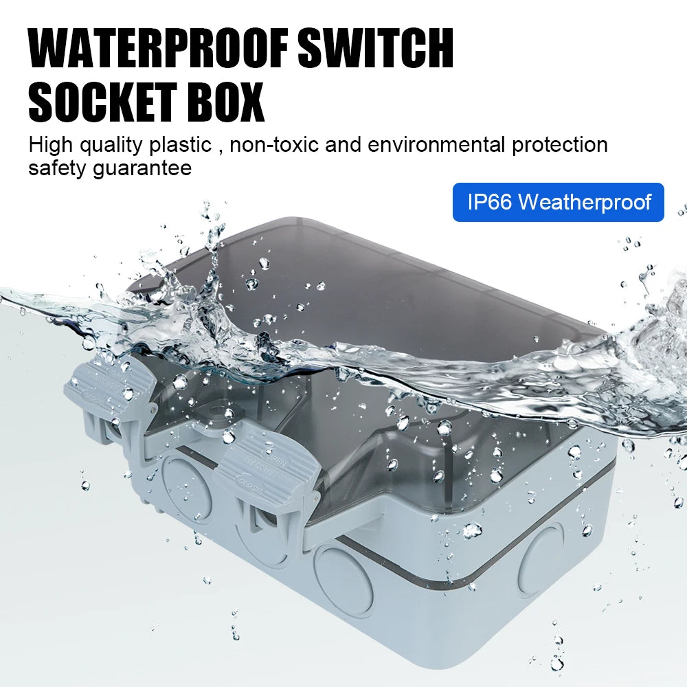 Enchufe de pared doble UE impermeable para exteriores: toma de corriente de 16 A con interruptor y USB-C