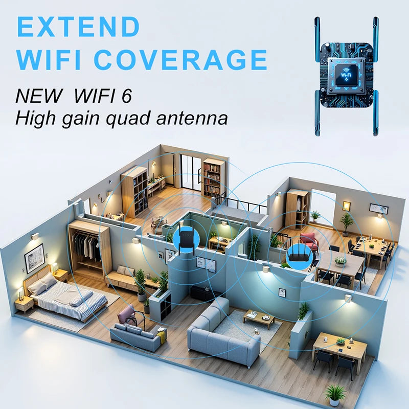 Repetidor WiFi 6 AX1800: amplificador de señal de doble banda de 2,4 GHz y 5 GHz con WPA3 y puerto Gigabit