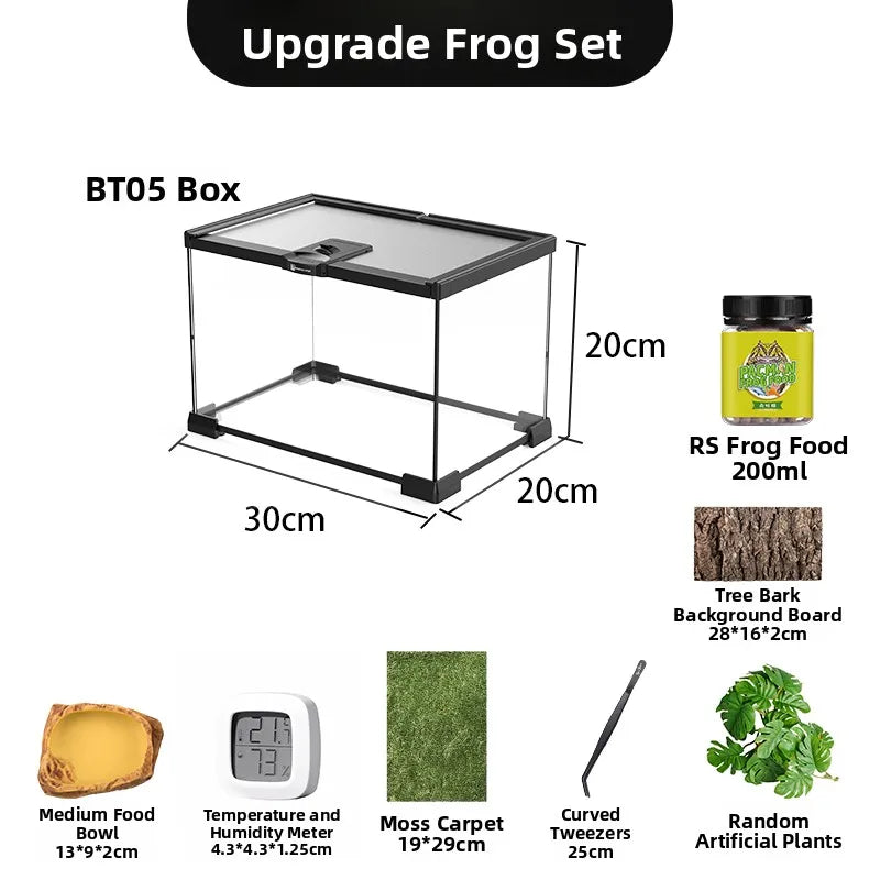 Terrario de vidrio ecológico Rainforest: ideal para lagartijas, ranas, cangrejos y arañas
