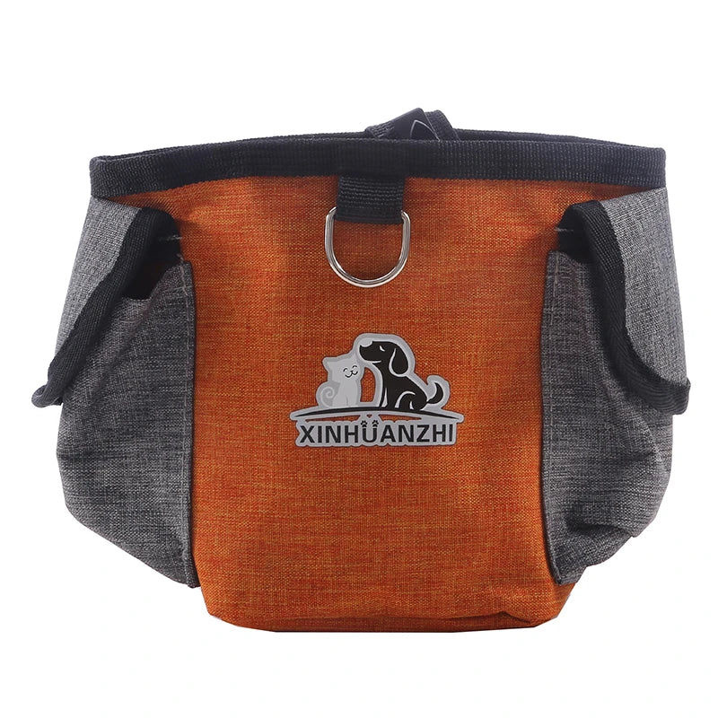 Bolsa portátil de premios para perros: bolsa de golosinas para exteriores con clip y cordón.