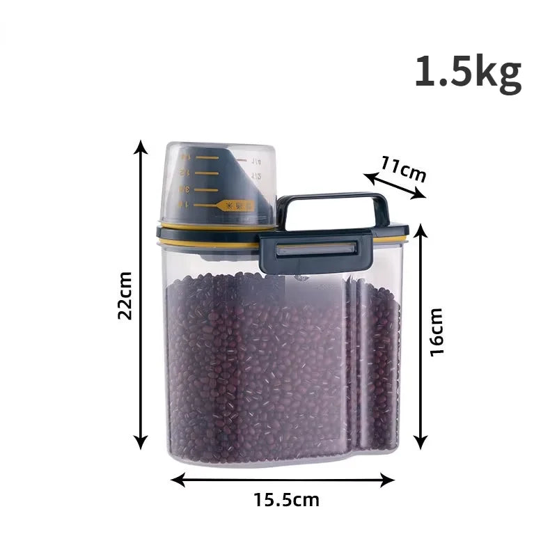 Recipiente hermético para comida de mascotas: 1,5 kg/2 kg, para perros y gatos, con taza medidora.