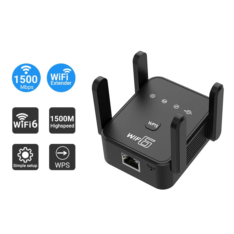 Repetidor WiFi 6 AX1800: amplificador de señal de doble banda de 2,4 GHz y 5 GHz con WPA3 y puerto Gigabit