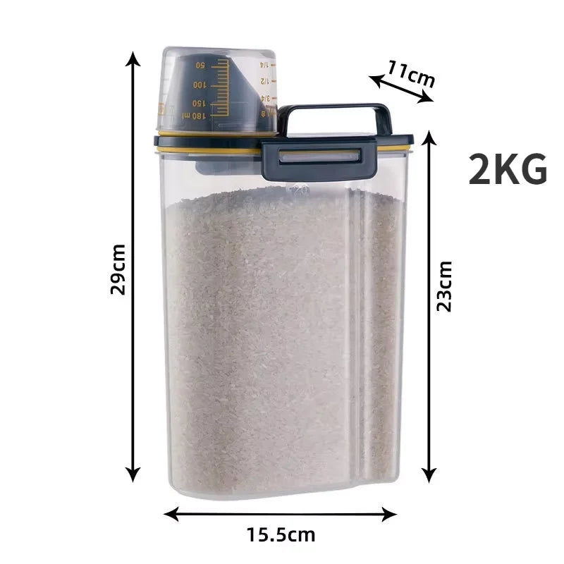 Recipiente hermético para comida de mascotas: 1,5 kg/2 kg, para perros y gatos, con taza medidora.