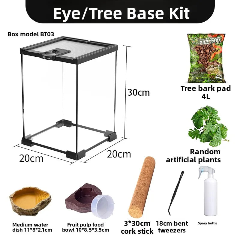 Terrario de vidrio ecológico Rainforest: ideal para lagartijas, ranas, cangrejos y arañas