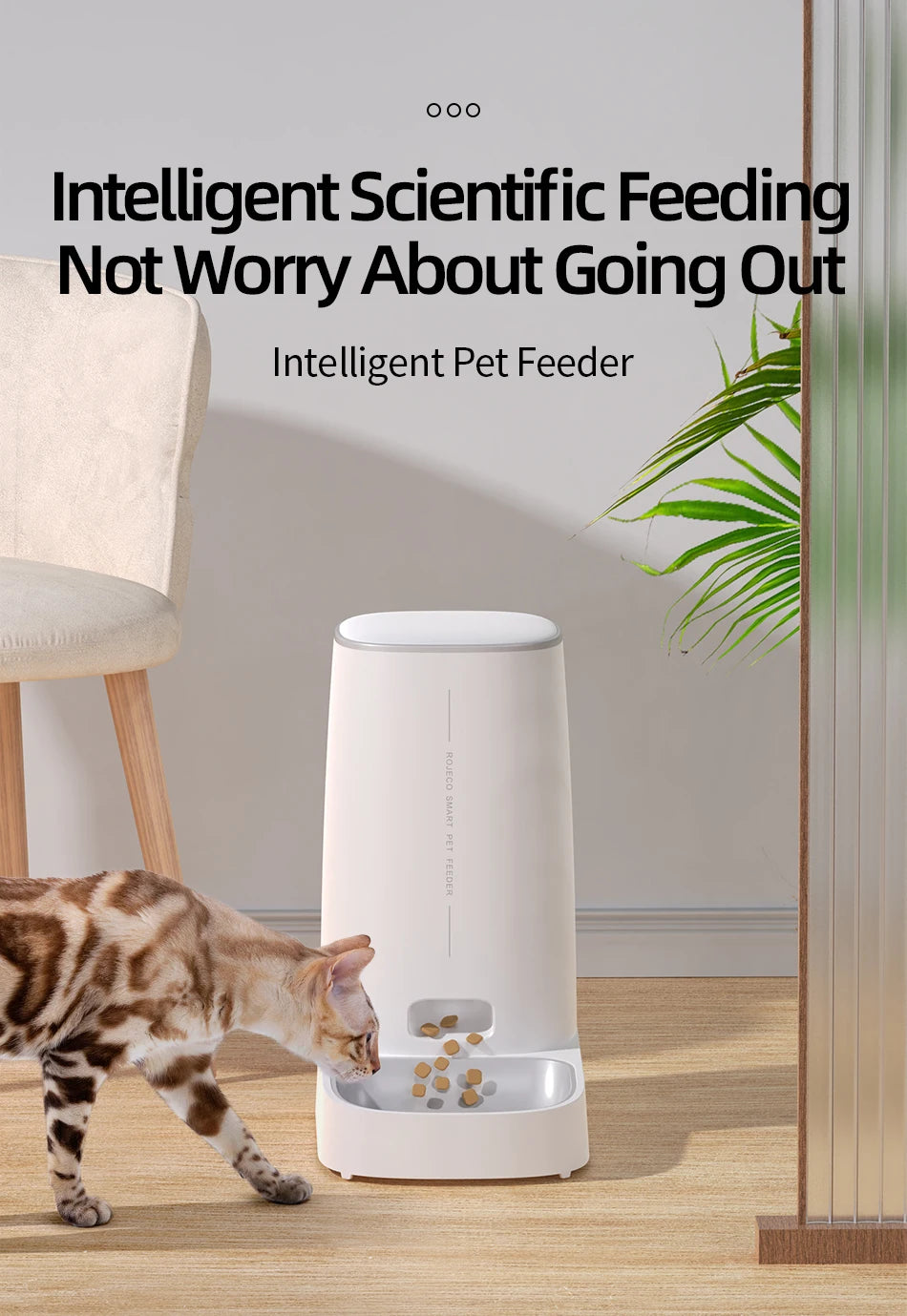 ROJECO Smart Automatic Cat Feeder – WiFi Pet Food Dispenser with Timer