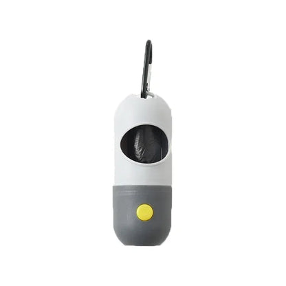 Dispensador portátil de bolsas para excrementos de perro con luz LED – Soporte para bolsas de excrementos de exterior con clip para paseos y senderismo