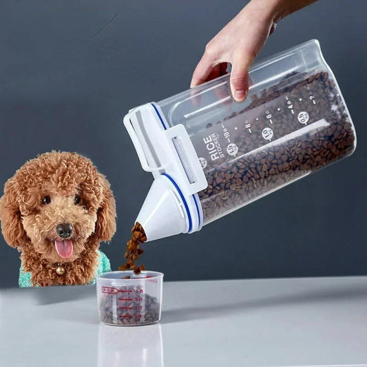 Recipiente hermético para comida de mascotas: 1,5 kg/2 kg, para perros y gatos, con taza medidora.