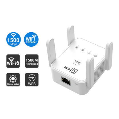 Repetidor WiFi 6 AX1800: amplificador de señal de doble banda de 2,4 GHz y 5 GHz con WPA3 y puerto Gigabit