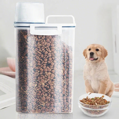 Contenedor hermético para comida de mascotas (1,5 kg/2 kg) con taza medidora (para perros y gatos) 