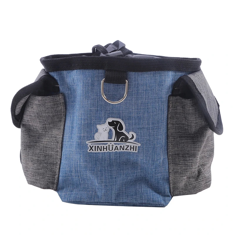 Bolsa portátil de premios para perros: bolsa de golosinas para exteriores con clip y cordón.