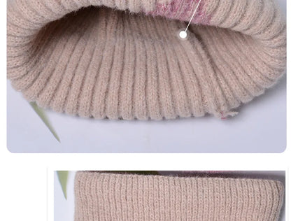 Winter Women Beanies & Snood Set – Two-Tone Knitted Hat and Scarf