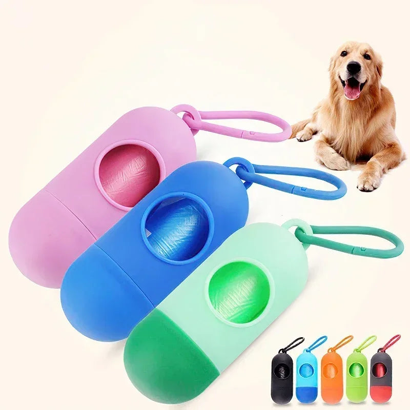 Dispensador portátil de bolsas para excrementos de perro con luz LED – Soporte para bolsas de excrementos de exterior con clip para paseos y senderismo