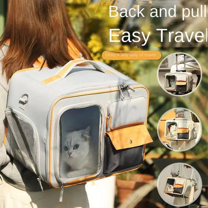 Carrito de viaje portátil para perros y gatos pequeños: ligero y con ruedas, con diseño transpirable.