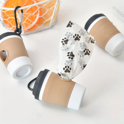 Dispensador portátil de bolsas para excrementos de perro: soporte tipo taza para pasear perros.