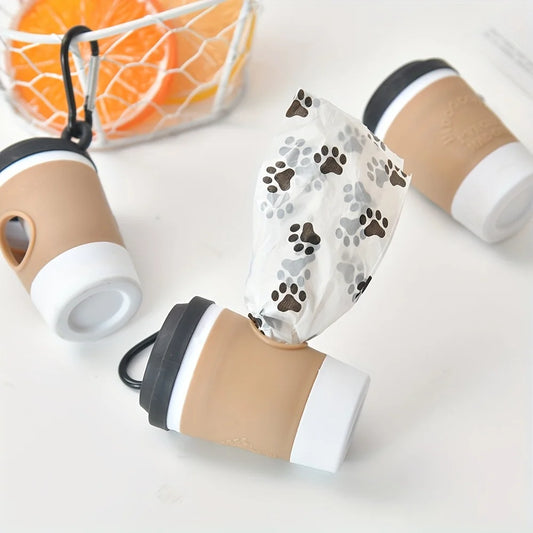 Dispensador portátil de bolsas para excrementos de perro: soporte tipo taza para pasear perros.