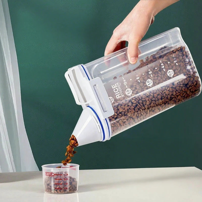 Contenedor hermético para comida de mascotas (1,5 kg/2 kg) con taza medidora (para perros y gatos) 