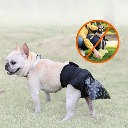 Pantalones portátiles para recoger excrementos de perro, lavables, con bolsas desechables impresas para viajes al aire libre, reutilizables y fáciles de limpiar.