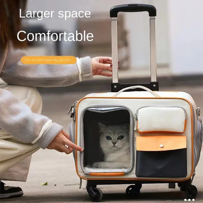 Carrito de viaje portátil para perros y gatos pequeños: ligero y con ruedas, con diseño transpirable.