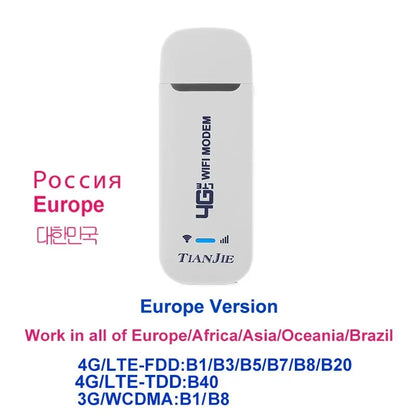 Enrutador USB WiFi 4G LTE TIANJIE: módem inalámbrico de 150 Mbps con chipset Qualcomm CAT4