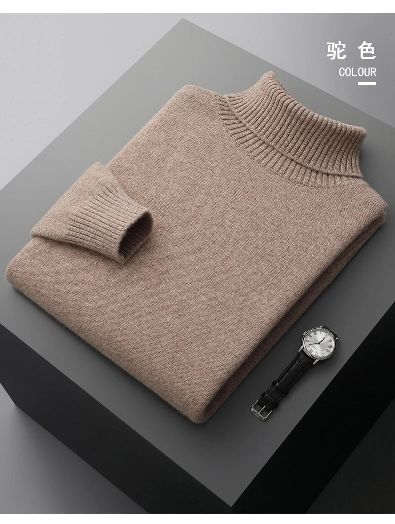 Suéter de lana y cachemir para hombre – Elegante prenda de punto con cuello vuelto para otoño e invierno | Colección Rarely Premium