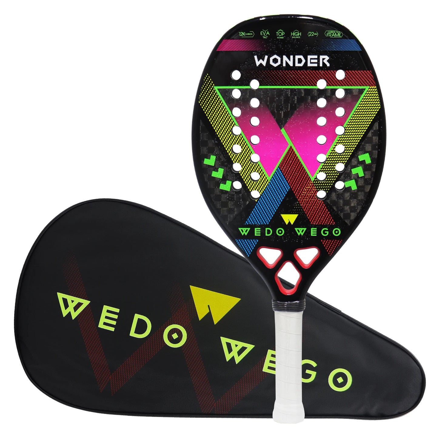 WEDO WEGO 3K/12K Kevlar Carbon Fiber Beach Tennis Racket –