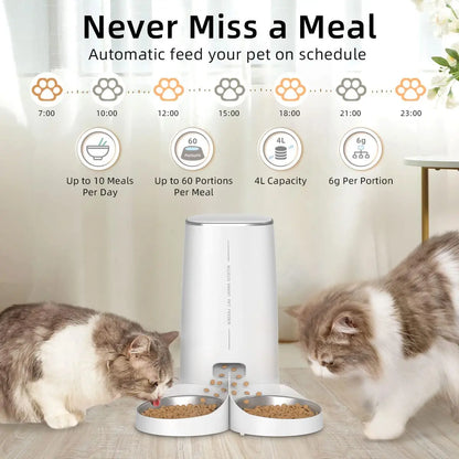 ROJECO Smart Automatic Cat Feeder – WiFi Pet Food Dispenser with Timer