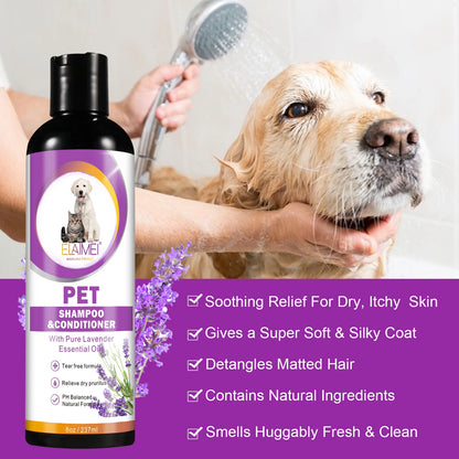 Champú natural para perros: antimanchas, hidratante, alivia el picor y cuida el pelo (237 ml)