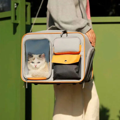 Carrito de viaje portátil para perros y gatos pequeños: ligero y con ruedas, con diseño transpirable.