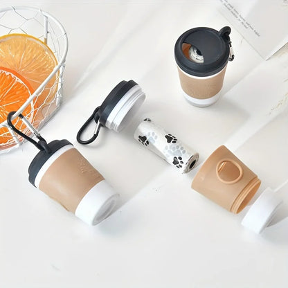 Dispensador portátil de bolsas para excrementos de perro: soporte tipo taza para pasear perros.