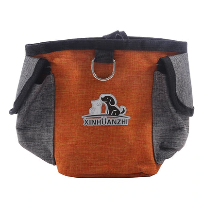 Bolsa portátil de premios para perros: bolsa de golosinas para exteriores con clip y cordón.