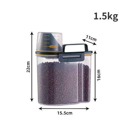 Recipiente hermético para comida de mascotas: 1,5 kg/2 kg, para perros y gatos, con taza medidora.