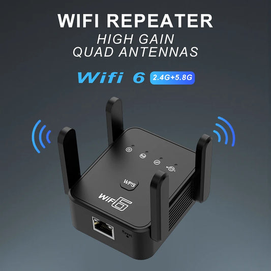 Repetidor WiFi 6 AX1800: amplificador de señal de doble banda de 2,4 GHz y 5 GHz con WPA3 y puerto Gigabit