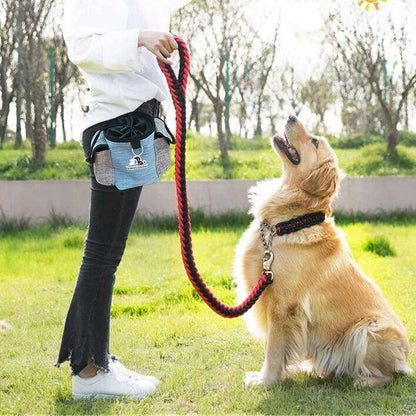 Bolsa portátil de premios para perros: bolsa de golosinas para exteriores con clip y cordón.