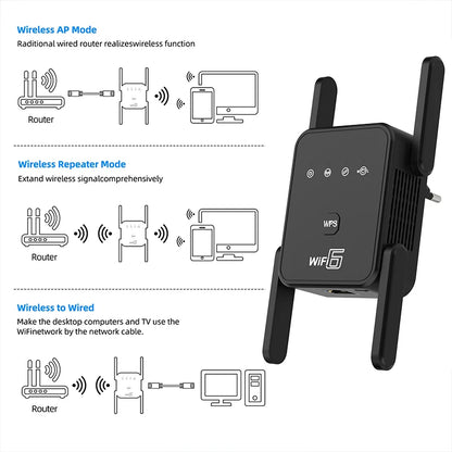 Repetidor WiFi 6 AX1800: amplificador de señal de doble banda de 2,4 GHz y 5 GHz con WPA3 y puerto Gigabit