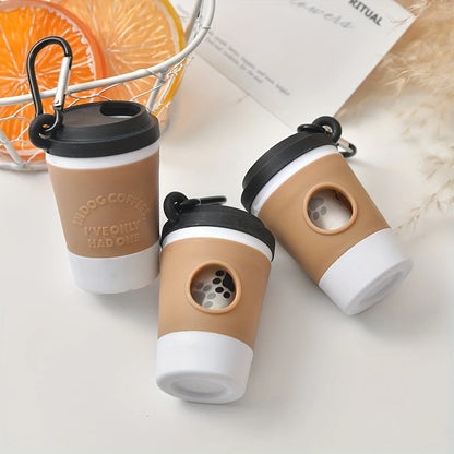 Dispensador portátil de bolsas para excrementos de perro: soporte tipo taza para pasear perros.