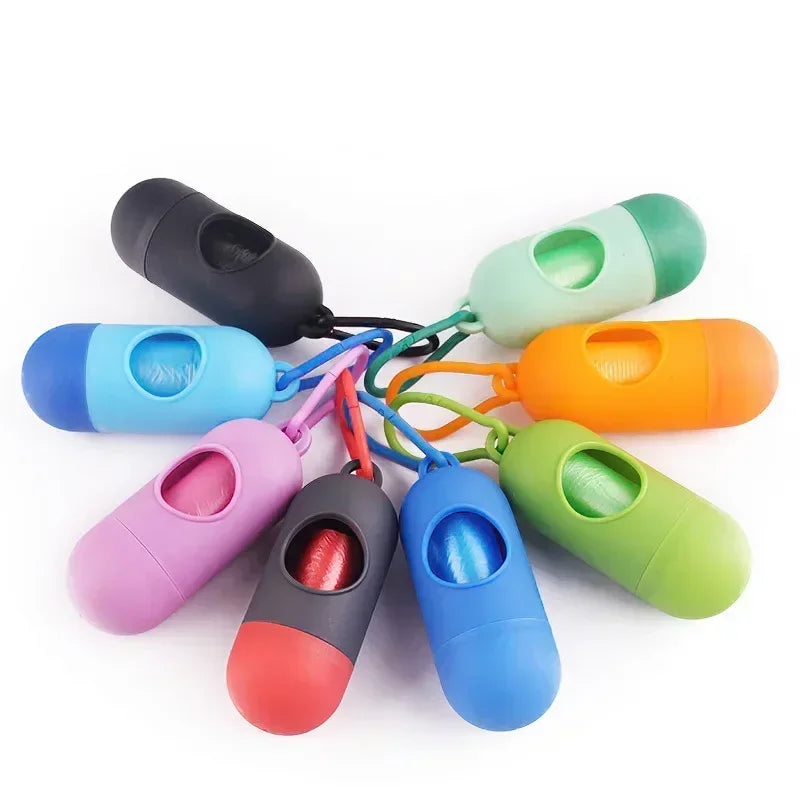 Dispensador portátil de bolsas para excrementos de perro con luz LED – Soporte para bolsas de excrementos de exterior con clip para paseos y senderismo