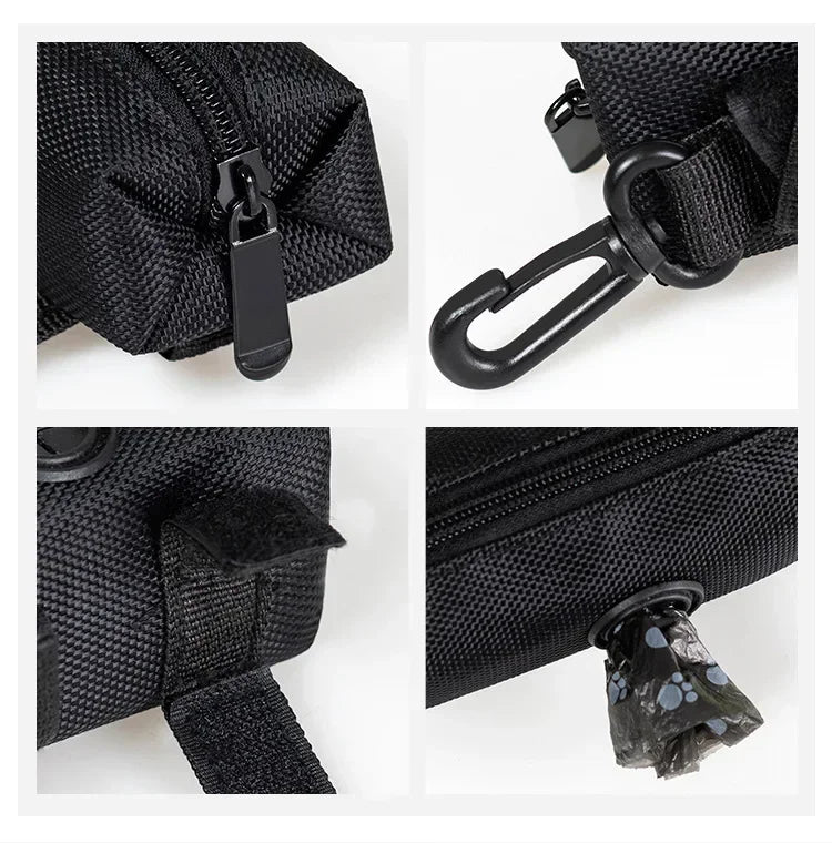 Dispensador portátil de bolsas para excrementos de perro con clip: soporte para bolsas de basura para paseos y viajes al aire libre.