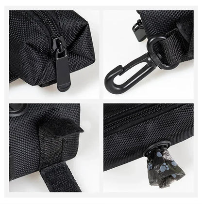 Dispensador portátil de bolsas para excrementos de perro con clip: soporte para bolsas de basura para paseos y viajes al aire libre.