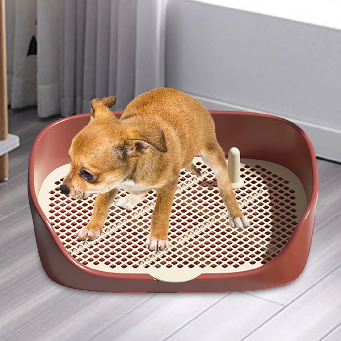 Baño portátil para perros de interior: bandeja de entrenamiento antisalpicaduras para cachorros y perros pequeños