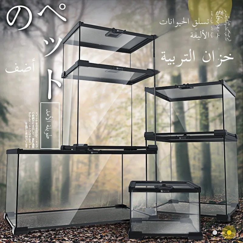 Terrario de vidrio ecológico Rainforest: ideal para lagartijas, ranas, cangrejos y arañas