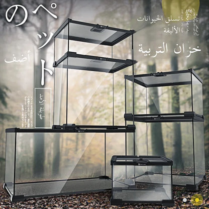 Terrario de vidrio ecológico Rainforest: ideal para lagartijas, ranas, cangrejos y arañas
