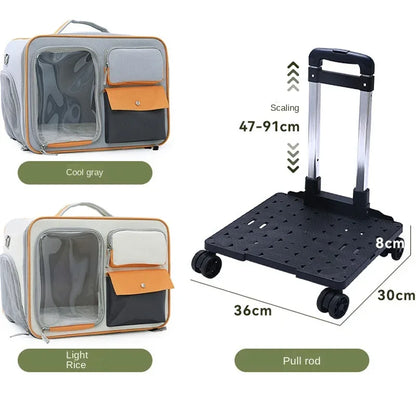 Carrito de viaje portátil para perros y gatos pequeños: ligero y con ruedas, con diseño transpirable.