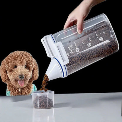 Contenedor hermético para comida de mascotas (1,5 kg/2 kg) con taza medidora (para perros y gatos) 
