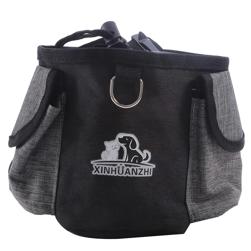 Bolsa portátil de premios para perros: bolsa de golosinas para exteriores con clip y cordón.