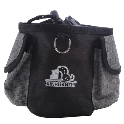 Bolsa portátil de premios para perros: bolsa de golosinas para exteriores con clip y cordón.