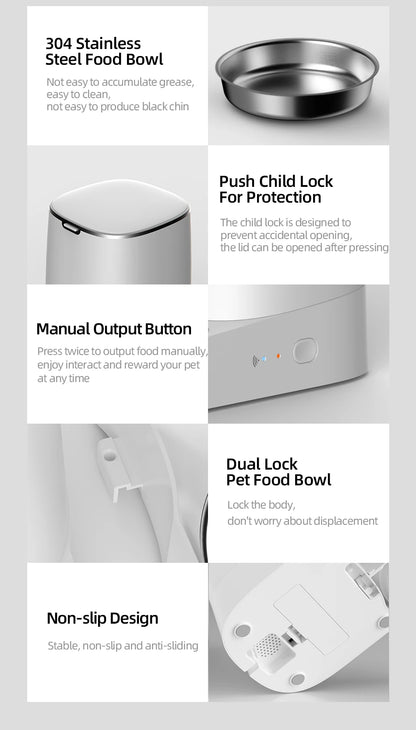 ROJECO Smart Automatic Cat Feeder – WiFi Pet Food Dispenser with Timer