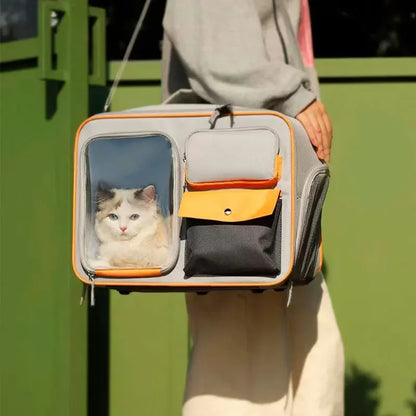 Carrito de viaje portátil para perros y gatos pequeños: ligero y con ruedas, con diseño transpirable.