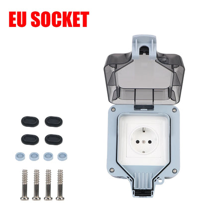 Enchufe de pared doble UE impermeable para exteriores: toma de corriente de 16 A con interruptor y USB-C