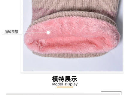 Winter Women Beanies & Snood Set – Two-Tone Knitted Hat and Scarf